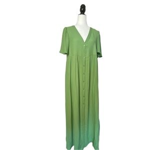 Short Sleeve Green Maxi Dress